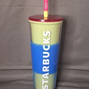 Starbucks Green and Blue Tumbler with Straw